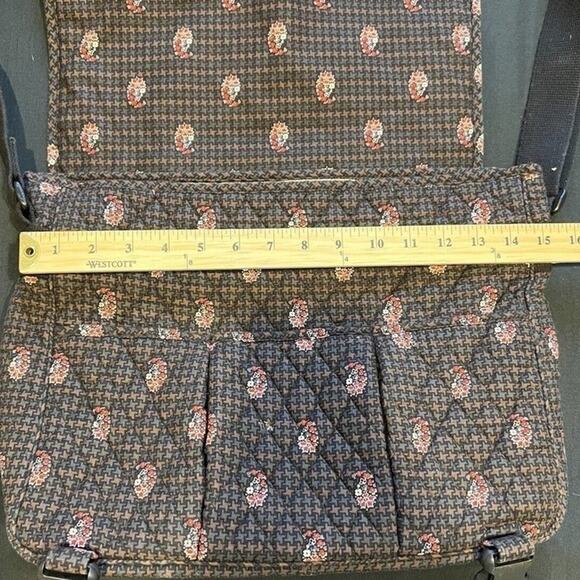 Vera Bradley Messenger Shoulder Bag Quilted Brown Floral Paisley Crossbody - Picture 9 of 9